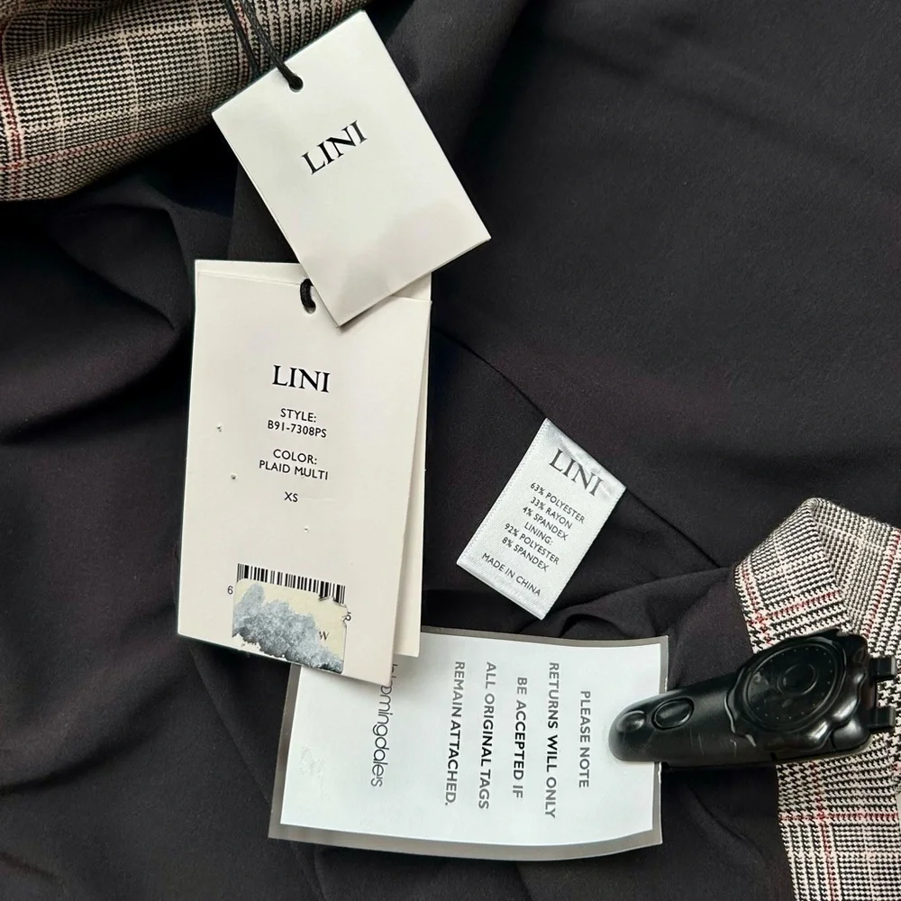 Lini Bloomingdale's Double Breasted Olivia Glen Plaid Blazer Houndstooth XS NWT